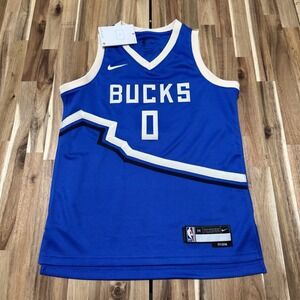 Damian Lillard Jersey Youth‎ M Nike Blue City Edition Milwaukee Bucks Swingman